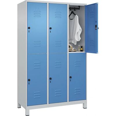 C+P Doppelstock-Schrank - 3 Fächer, Hellgrau / Hellblau - Aufbewahrungslösung C+P Doppelstock-Schrank - 3 Fächer, Hellgrau / Hellblau - Aufbewahrungslösung