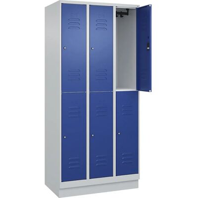 C+P Schließfach mit zwei Ebenen Classic PLUS, 3 Module, Hellgrau / Azurblau - Schließfach C+P Schließfach mit zwei Ebenen Classic PLUS, 3 Module, Hellgrau / Azurblau - Schließfach
