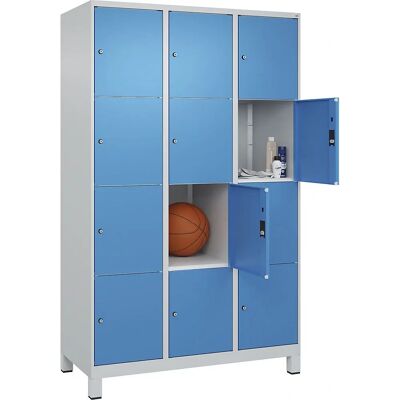 C+P Stahlschrank mit 12 Fächern - Hellgrau/Blau C+P Stahlschrank mit 12 Fächern - Hellgrau/Blau