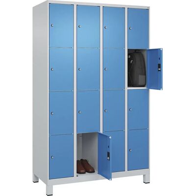 C+P Stahlschrank mit 4 Fächern - Hellgrau/Blau - 1200mm C+P Stahlschrank mit 4 Fächern - Hellgrau/Blau - 1200mm