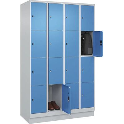 C+P Stahlschrank mit 4 Fächern, Hellgrau/Blau, 1200mm breit C+P Stahlschrank mit 4 Fächern, Hellgrau/Blau, 1200mm breit