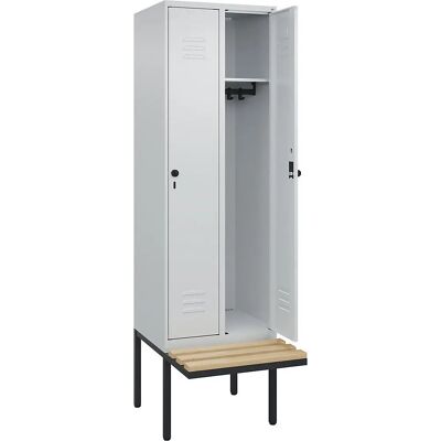 C+P Hellgrau Stahlspindeschrank - Classic PLUS mit Bank C+P Hellgrau Stahlspindeschrank - Classic PLUS mit Bank