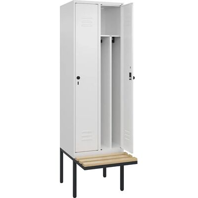 C+P Classic PLUS Schrank mit Bank - 2 Fächer, Weiß C+P Classic PLUS Schrank mit Bank - 2 Fächer, Weiß