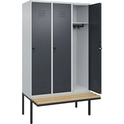 C+P Classic PLUS Schrank mit Bank - 3 Fächer - Grau C+P Classic PLUS Schrank mit Bank - 3 Fächer - Grau