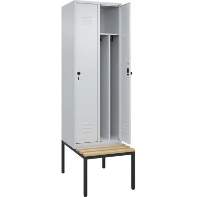 C+P Taquilla Classic PLUS mit Bank, 2 Fächer, hellgrau - Schrank C+P Taquilla Classic PLUS mit Bank, 2 Fächer, hellgrau - Schrank
