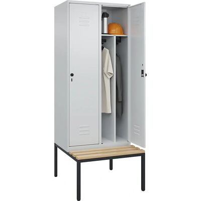 C+P Schließfach Classic PLUS mit Bank, 2 Fächer, Hellgrau - Garderobenschrank C+P Schließfach Classic PLUS mit Bank, 2 Fächer, Hellgrau - Garderobenschrank