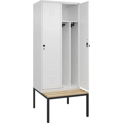 C+P Klassischer PLUS abschließbarer Schrank mit Bank - 800 mm breit, Weiß C+P Klassischer PLUS abschließbarer Schrank mit Bank - 800 mm breit, Weiß