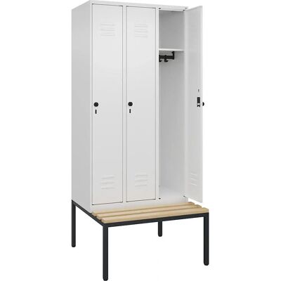 C+P Taquilla Classic PLUS mit Bank - 3 Fächer - Weiß Verkehr C+P Taquilla Classic PLUS mit Bank - 3 Fächer - Weiß Verkehr