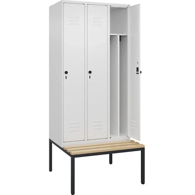 C+P Umkleideschrank Classic PLUS mit 3 Fächern - Weiß Verkehr - Stahl C+P Umkleideschrank Classic PLUS mit 3 Fächern - Weiß Verkehr - Stahl