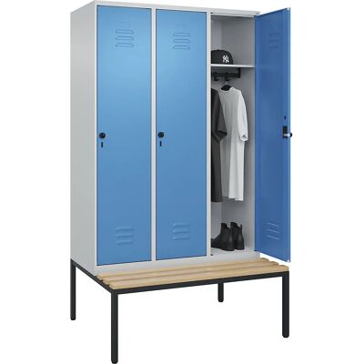 C+P Schrank Classic PLUS mit Bank, 3 Fächer - Hellgrau / Hellblau C+P Schrank Classic PLUS mit Bank, 3 Fächer - Hellgrau / Hellblau