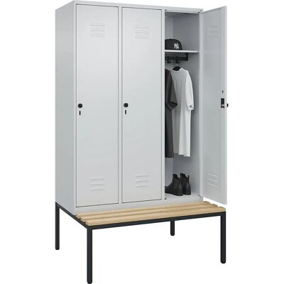 C+P Garderobe Classic PLUS mit Bank, 3 Fächer - Hellgrau C+P Garderobe Classic PLUS mit Bank, 3 Fächer - Hellgrau