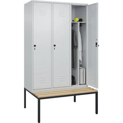 C+P Schließfach Classic PLUS mit Bank, 3 Fächer, Hellgrau C+P Schließfach Classic PLUS mit Bank, 3 Fächer, Hellgrau