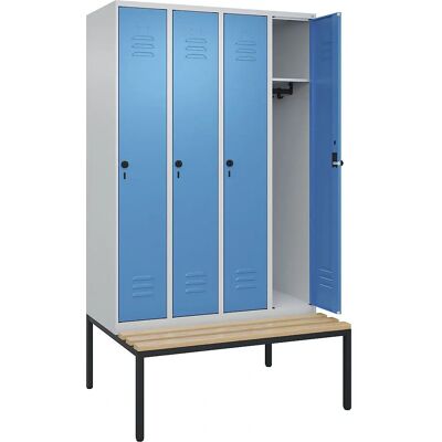 C+P Schließfach Classic PLUS mit Bank - 4 Fächer - Hellgrau / Hellblau C+P Schließfach Classic PLUS mit Bank - 4 Fächer - Hellgrau / Hellblau