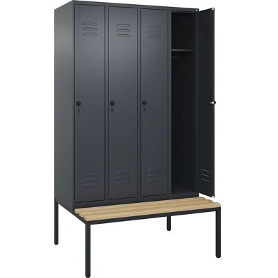 C+P Taquilla Classic PLUS mit Bank - Grau, 4 Fächer, Sicherheitsschloss C+P Taquilla Classic PLUS mit Bank - Grau, 4 Fächer, Sicherheitsschloss