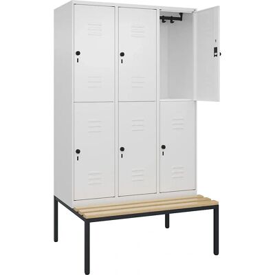 C+P Zweistöckiger Schrank mit Bank - 3 Fächer - Weiß Verkehr - 1200mm C+P Zweistöckiger Schrank mit Bank - 3 Fächer - Weiß Verkehr - 1200mm