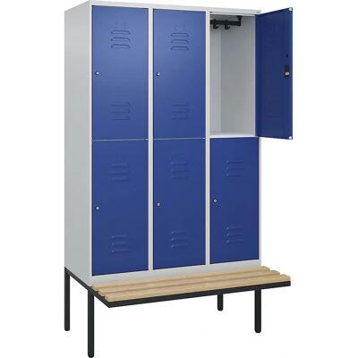 C+P Doppelstock-Stegeschrank Classic PLUS - 3 Module, Hellgrau / Genciana Blau C+P Doppelstock-Stegeschrank Classic PLUS - 3 Module, Hellgrau / Genciana Blau