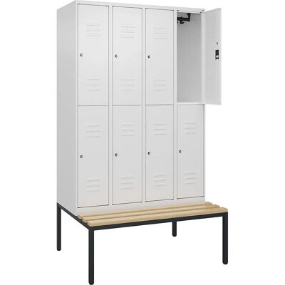 C+P Classic PLUS Zweistöckiger Spind mit Bank - 4 Fächer C+P Classic PLUS Zweistöckiger Spind mit Bank - 4 Fächer