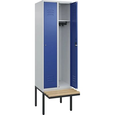 C+P Classic PLUS Schrank mit Bank - 2 Fächer, Grau/Blau C+P Classic PLUS Schrank mit Bank - 2 Fächer, Grau/Blau