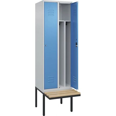 C+P Taquilla Classic PLUS mit Bank - 2 Bereiche - Hellgrau / Hellblau C+P Taquilla Classic PLUS mit Bank - 2 Bereiche - Hellgrau / Hellblau