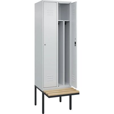 C+P Schließfach Classic PLUS mit Bank - 2 Fächer, Hellgrau C+P Schließfach Classic PLUS mit Bank - 2 Fächer, Hellgrau
