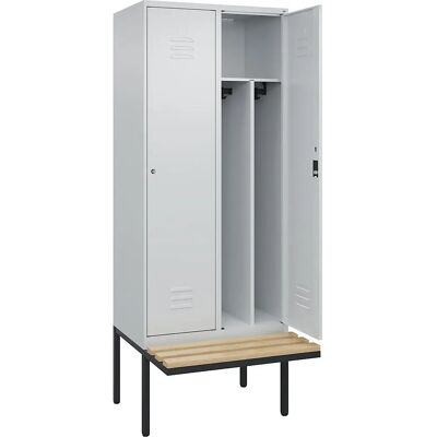 C+P Spind Classic PLUS mit Bank - 2 Fächer, Hellgrau C+P Spind Classic PLUS mit Bank - 2 Fächer, Hellgrau