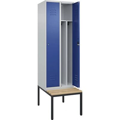 C+P Schließfach Classic PLUS mit Sitz - 2 Fächer, Hellgrau / Genciana Blau, 600mm C+P Schließfach Classic PLUS mit Sitz - 2 Fächer, Hellgrau / Genciana Blau, 600mm