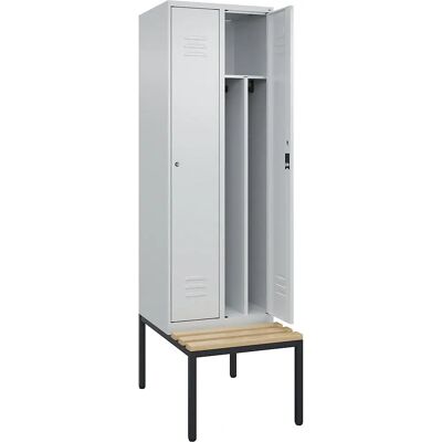 C+P Spindeschrank Classic PLUS mit Bank - 2 Fächer - Hellgrau C+P Spindeschrank Classic PLUS mit Bank - 2 Fächer - Hellgrau