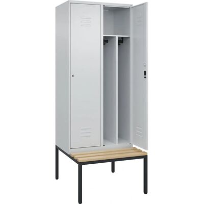 C+P Spind Classic PLUS mit Bank - 2 Fächer, verstellbar, grau C+P Spind Classic PLUS mit Bank - 2 Fächer, verstellbar, grau