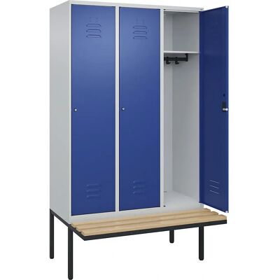 C+P Classic PLUS Schrank mit Bank - 3 Fächer - Grau-Genzian C+P Classic PLUS Schrank mit Bank - 3 Fächer - Grau-Genzian