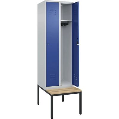 C+P Classic PLUS Schrank mit Bank - 2 Fächer, Grau & Blau C+P Classic PLUS Schrank mit Bank - 2 Fächer, Grau & Blau