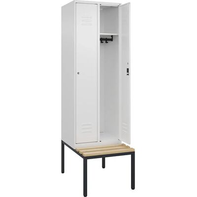 C+P Spindschrank Classic PLUS mit Bank - 2 Fächer, Weiß Traffic C+P Spindschrank Classic PLUS mit Bank - 2 Fächer, Weiß Traffic