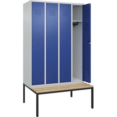 C+P Stahlspindel Classic PLUS mit Bank, 4 Fächer, Grau/Blau - Spindeltyp C+P Stahlspindel Classic PLUS mit Bank, 4 Fächer, Grau/Blau - Spindeltyp