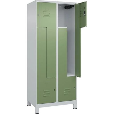 C+P Schreibtisch Z Classic PLUS - 2 Fächer, hellgrau / rezedagrün, 800mm breit C+P Schreibtisch Z Classic PLUS - 2 Fächer, hellgrau / rezedagrün, 800mm breit