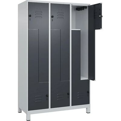 C+P Hellgraue Stahlschrank - 3 Fächer - Z-Form Teilung C+P Hellgraue Stahlschrank - 3 Fächer - Z-Form Teilung