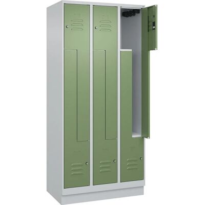 C+P Stahlschrank mit 3 Fächern - Hellgrau / Resedagrün - 900 mm breit C+P Stahlschrank mit 3 Fächern - Hellgrau / Resedagrün - 900 mm breit
