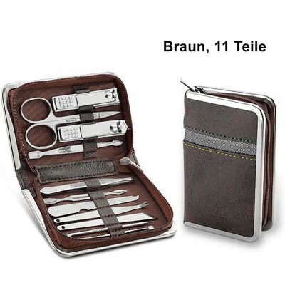 TPFBeauty - 11-piece leather manicure & pedicure set - Braun - Maniküre-Set TPFBeauty - 11-piece leather manicure & pedicure set - Braun - Maniküre-Set