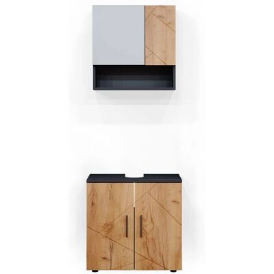 Conjunto de Muebles de Baño Vicco - Irma, Antracita/oro, 2 piezas Conjunto de Muebles de Baño Vicco - Irma, Antracita/oro, 2 piezas