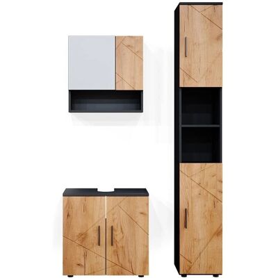 Conjunto de Muebles de Baño Vicco Irma - 3 Piezas, Roble/Antracita Conjunto de Muebles de Baño Vicco Irma - 3 Piezas, Roble/Antracita