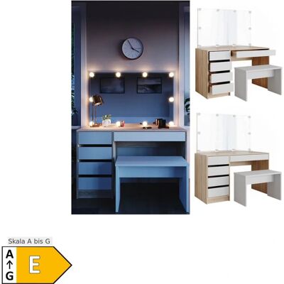 Vicco - Sherry Kommode, Weiß/Sonoma, 120cm, LED-Beleuchtung & Hocker Vicco - Sherry Kommode, Weiß/Sonoma, 120cm, LED-Beleuchtung & Hocker