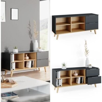 Mueble de TV Vicco Nautica - Antracita, 134x61cm - Muebles TV Mueble de TV Vicco Nautica - Antracita, 134x61cm - Muebles TV
