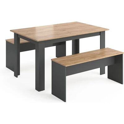 Conjunto de comedor Vicco Sentio - Antracita - 90x140 cm con bancos Conjunto de comedor Vicco Sentio - Antracita - 90x140 cm con bancos
