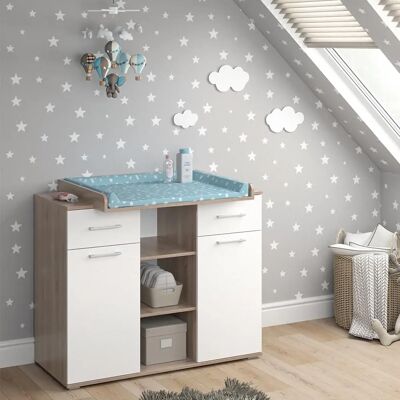 Vicco Modello Leonie - Cassettone con fasciatoio - Sonoma/Bianco Vicco Modello Leonie - Cassettone con fasciatoio - Sonoma/Bianco