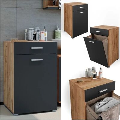 Armario de ropa sucia Vicco - Antracite-Goldkraft - Mueble de baño Armario de ropa sucia Vicco - Antracite-Goldkraft - Mueble de baño