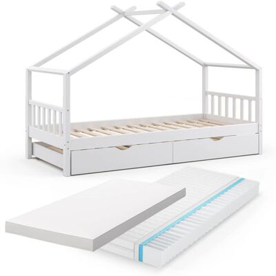 Lit enfant Vitalispa en forme de maison - Pour matelas 90x200 cm - Publicité Lit enfant Vitalispa en forme de maison - Pour matelas 90x200 cm - Publicité