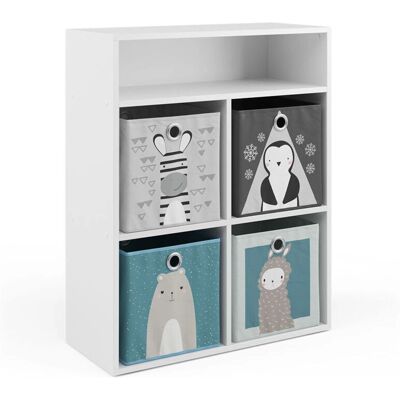 Vicco Kinderschrank - Weiß/Grau - 72x90,2 cm mit 4 faltbaren Schubladen Vicco Kinderschrank - Weiß/Grau - 72x90,2 cm mit 4 faltbaren Schubladen