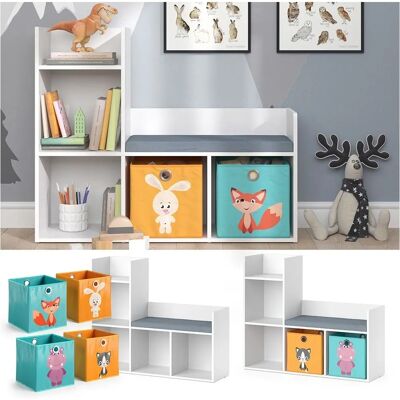 Estante Luigi de Vicco - Blanco - Diseño infantil - Estantes abiertos - 107,2x88,6cm Estante Luigi de Vicco - Blanco - Diseño infantil - Estantes abiertos - 107,2x88,6cm