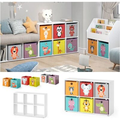 Estantería infantil Vicco blanca con 6 cajas plegables Estantería infantil Vicco blanca con 6 cajas plegables