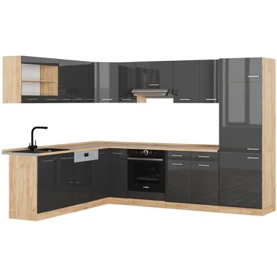 Vicco - Angolo Cucina R-Line, Antracite Lucido/Roble Dorato - Tipo di Cucina Vicco - Angolo Cucina R-Line, Antracite Lucido/Roble Dorato - Tipo di Cucina