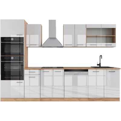Vicco - R-Line - 300 cm - Blanco brillo intenso/roble dorado - Kitchen Cabinet Vicco - R-Line - 300 cm - Blanco brillo intenso/roble dorado - Kitchen Cabinet