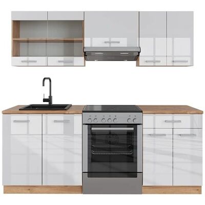 Muebles de Cocina Vicco - 200cm Blanco/Oro - Tipo Cocina Muebles de Cocina Vicco - 200cm Blanco/Oro - Tipo Cocina